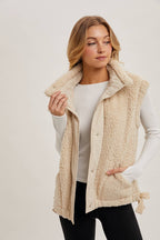 MOCK NECK FLEECE SHERPA VEST