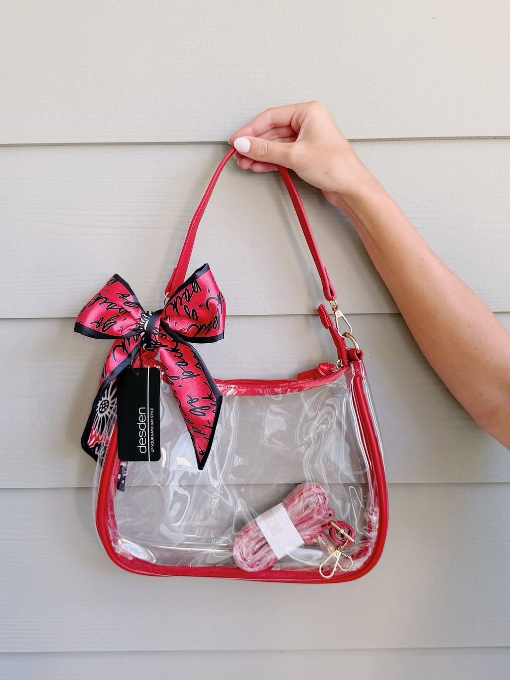 NC State Wolfpack Sara Clear Purse with Skinny Scarf