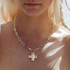 SMALL HAMMERED CROSS NECKLACE