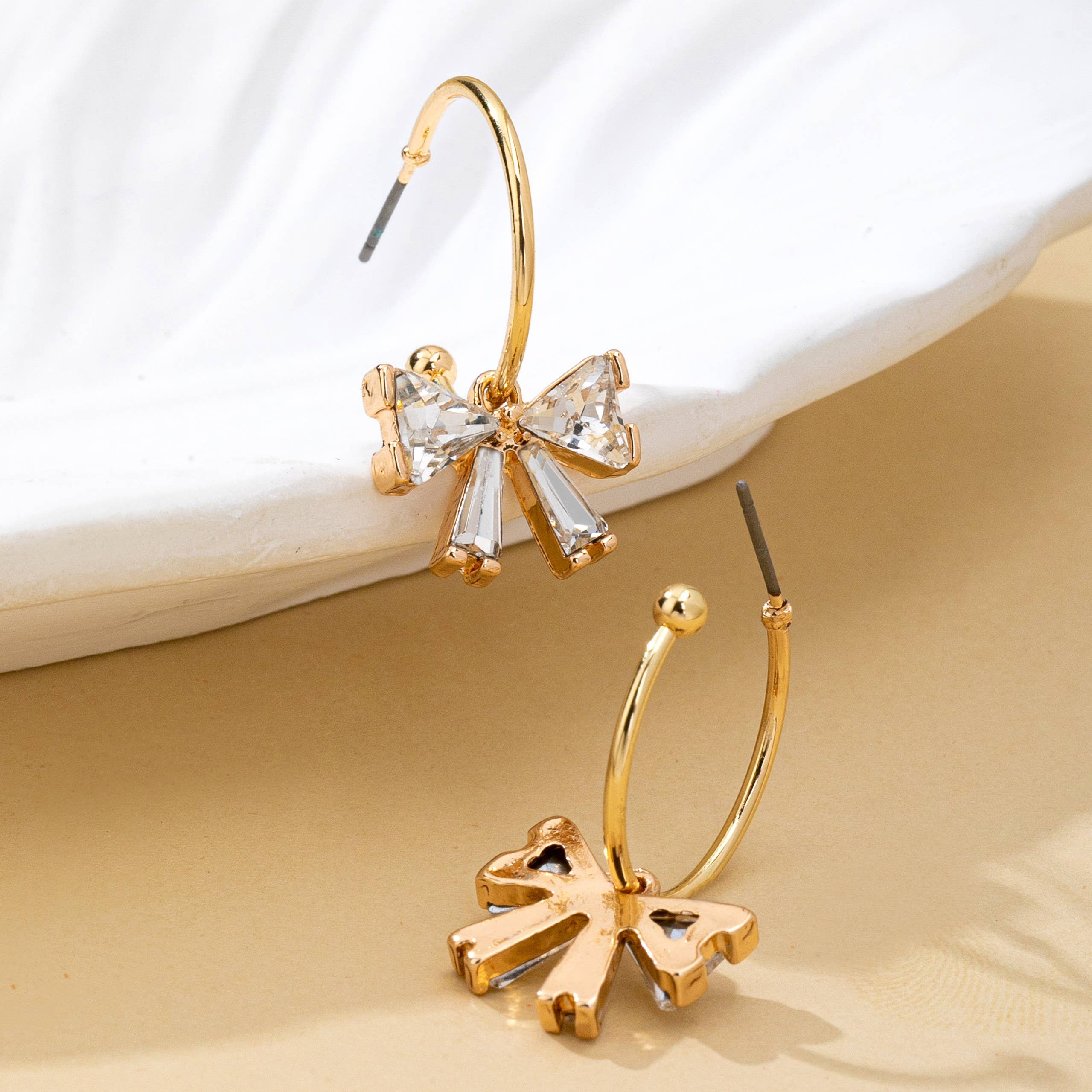 Crystal Bow Hoop Earrings