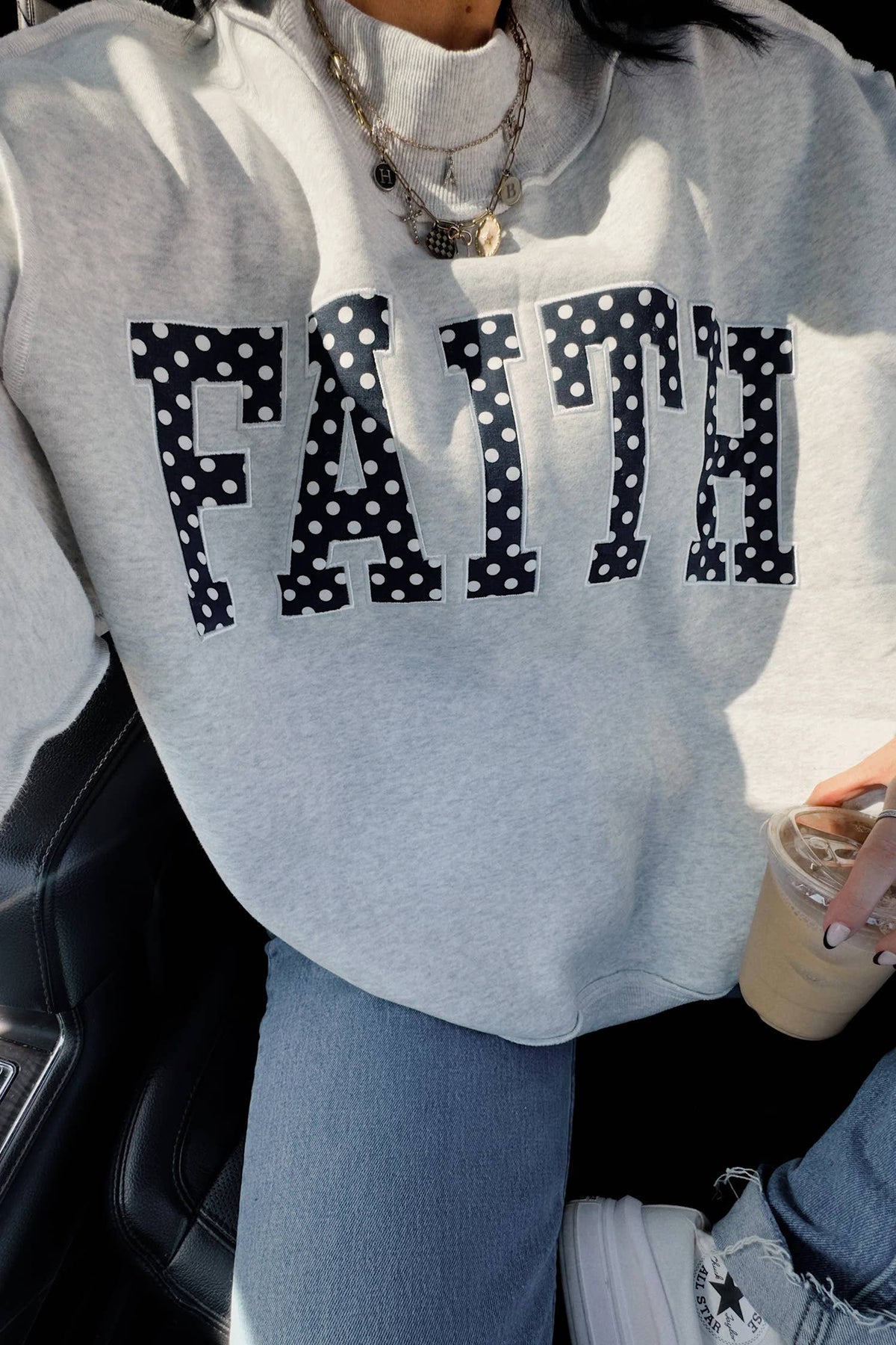 Faith Polka Dot Mock Neck Sweatshirt