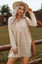 Corduroy Half Button Collared Dress