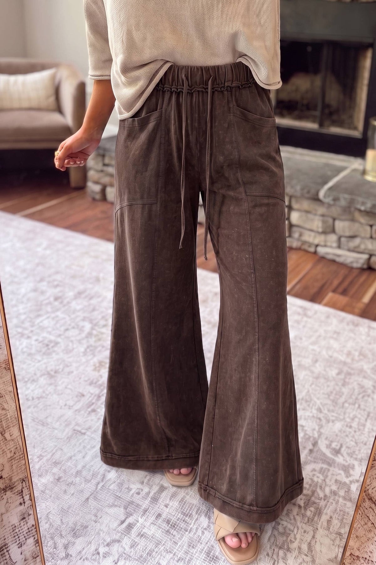 Flare Leg Drawstring Pants
