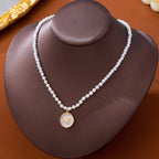 Pearl Beaded Heart Charm necklace