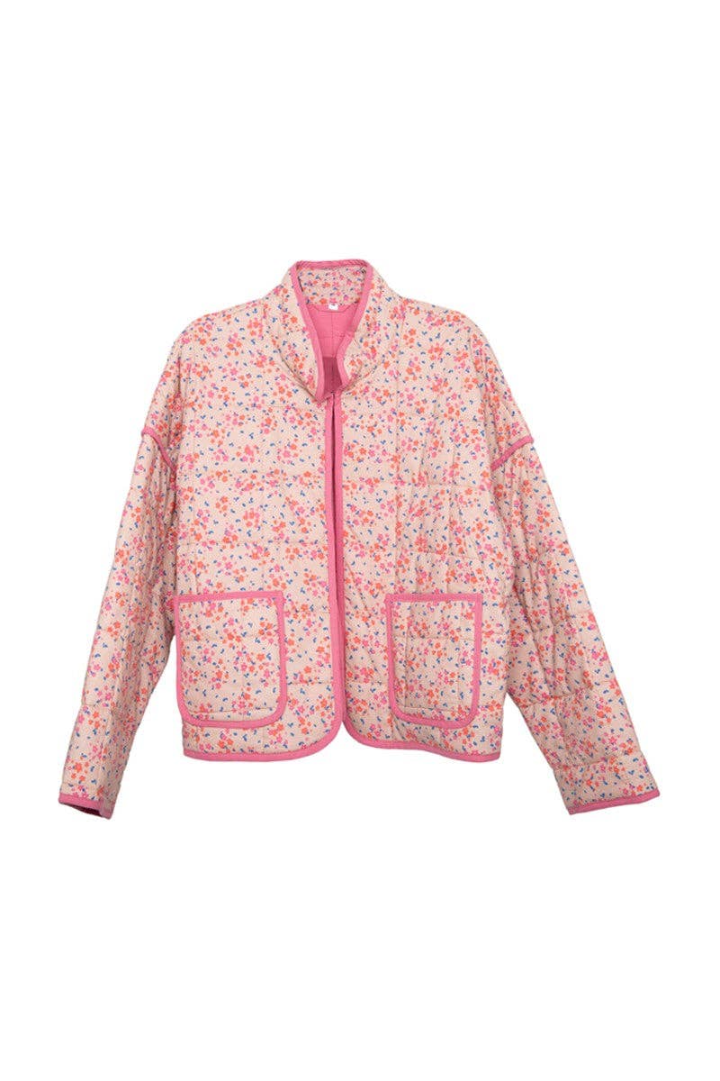 Pink Dainty Floral Quilted Jacket
