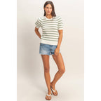 Tara Scallop Edge Puff Sleeve Top