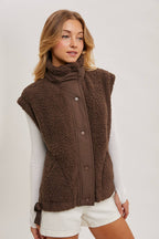 MOCK NECK FLEECE SHERPA VEST