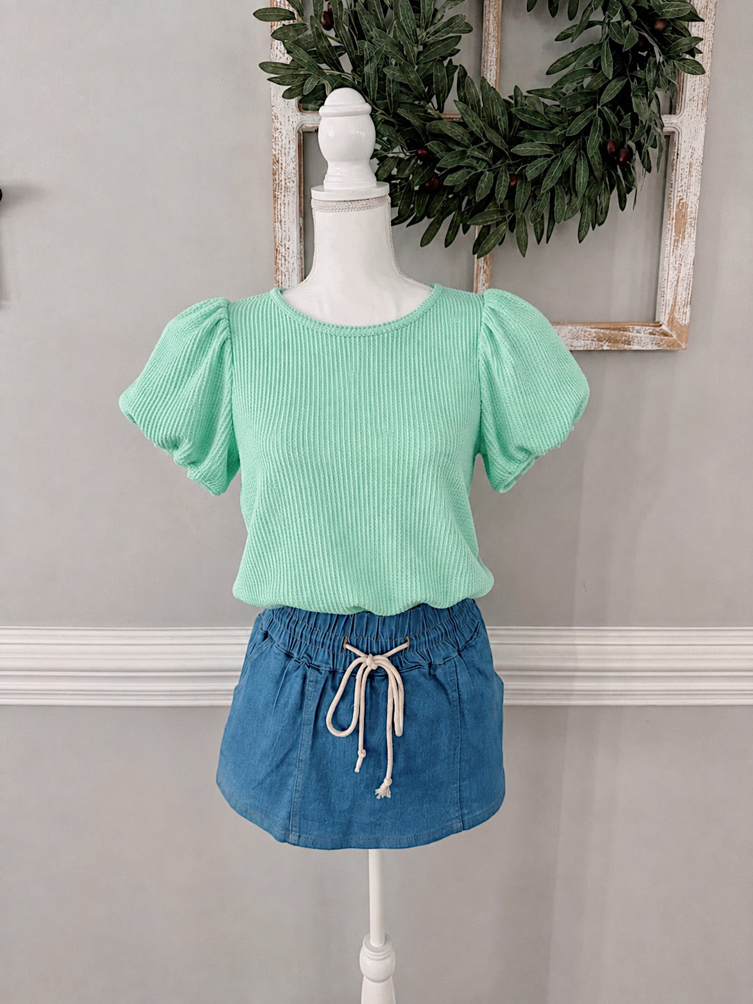 MISSY RIBBED PUFF TOP