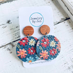 Daisies on Denim Earrings