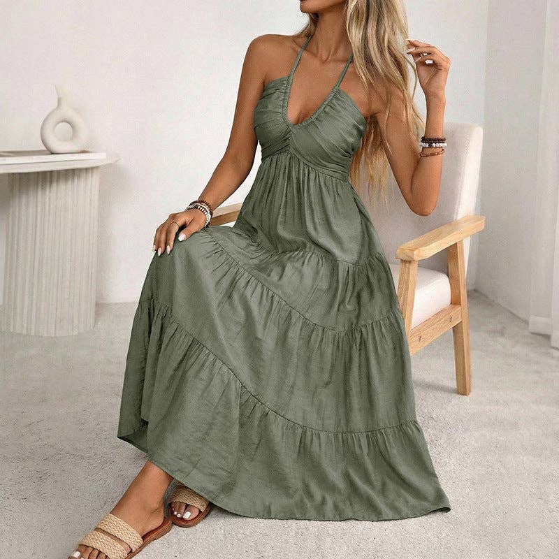 Halter V Neck Dress