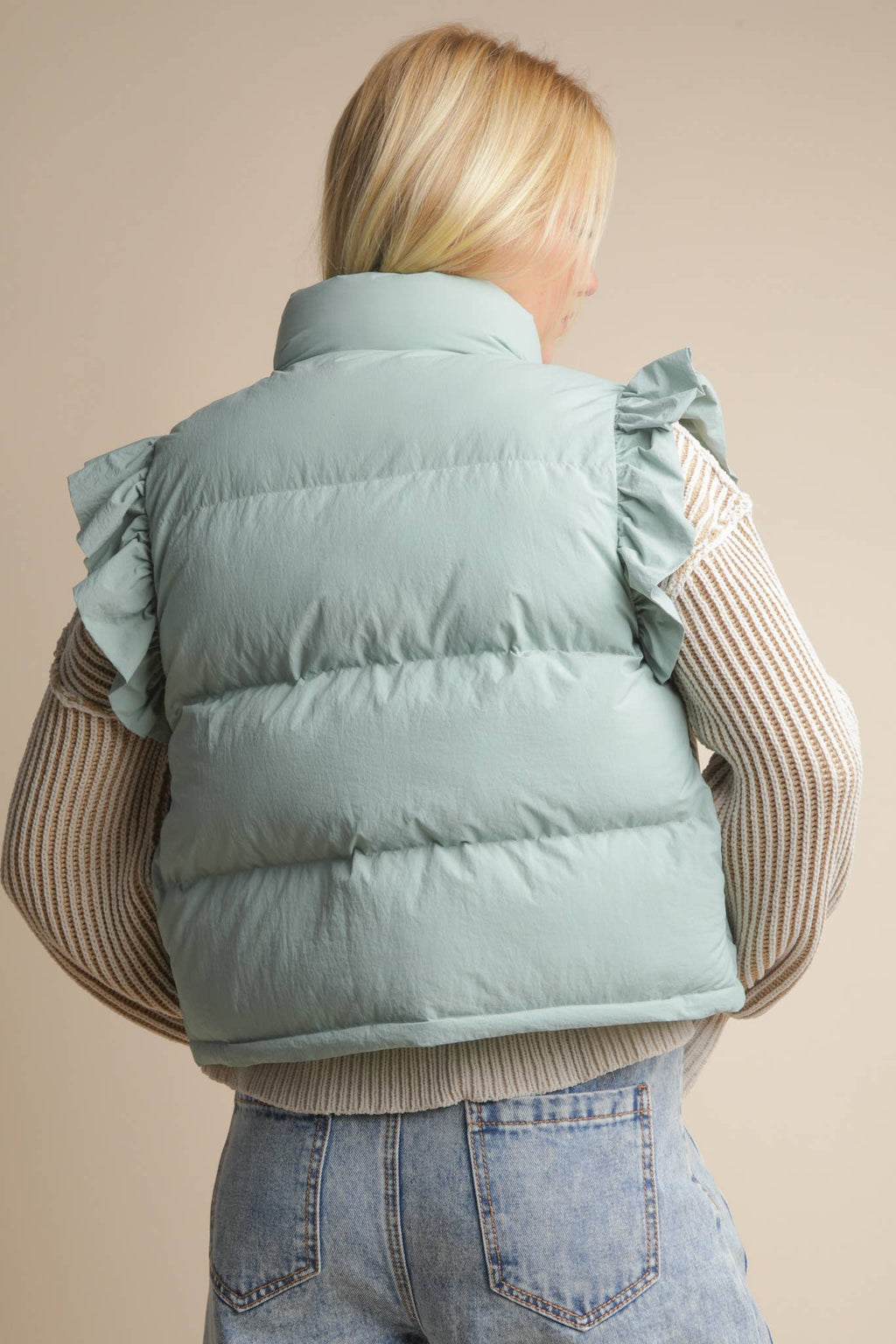 Bow Ruffle Puffer Vest