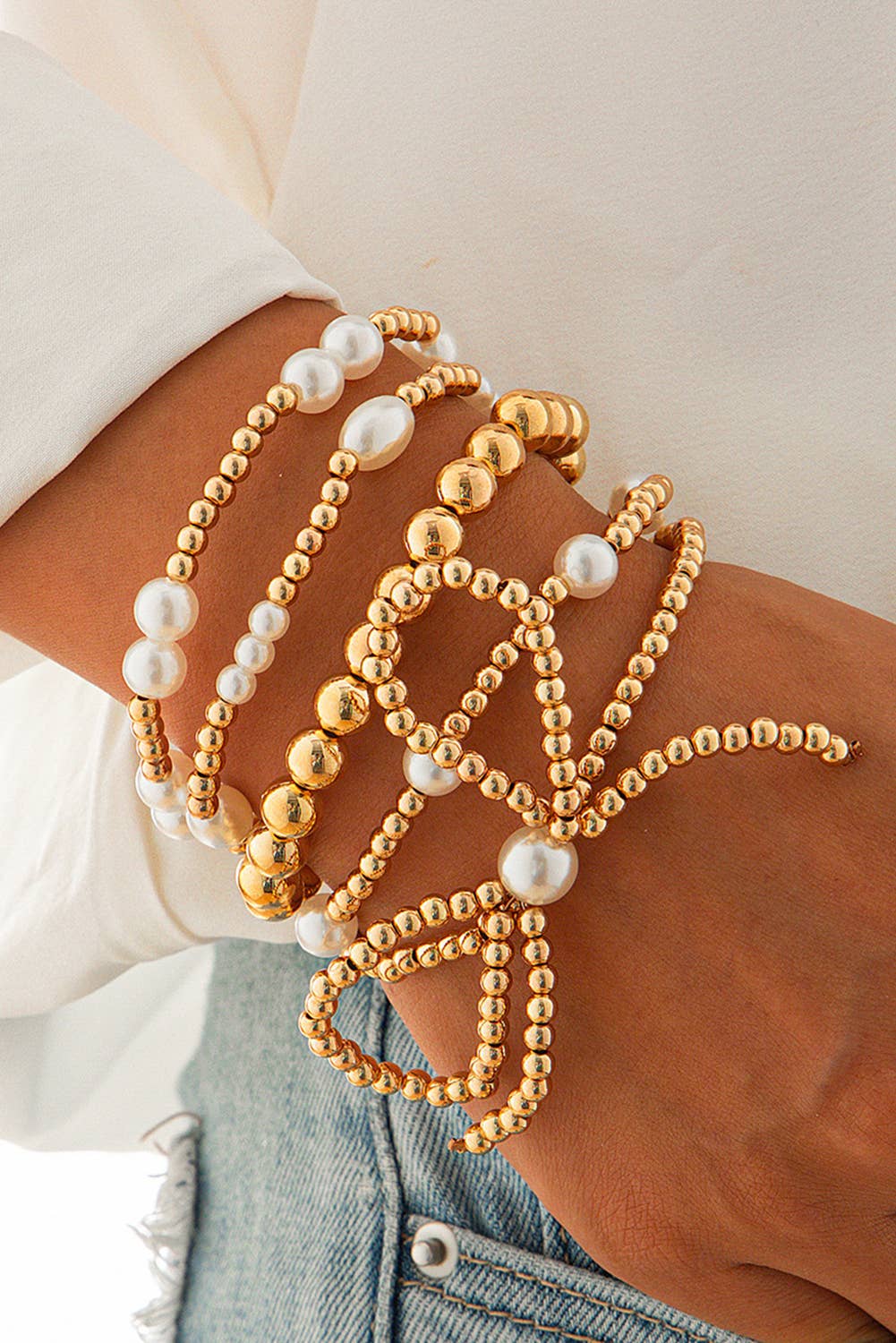Bow Pearl Bracelets Set