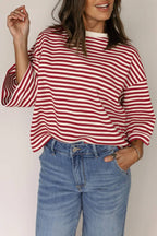 Red Stripe Bowknot Top