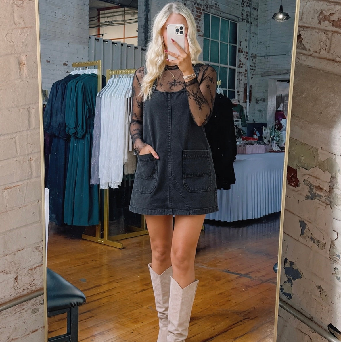 Faith Denim Overall Dress