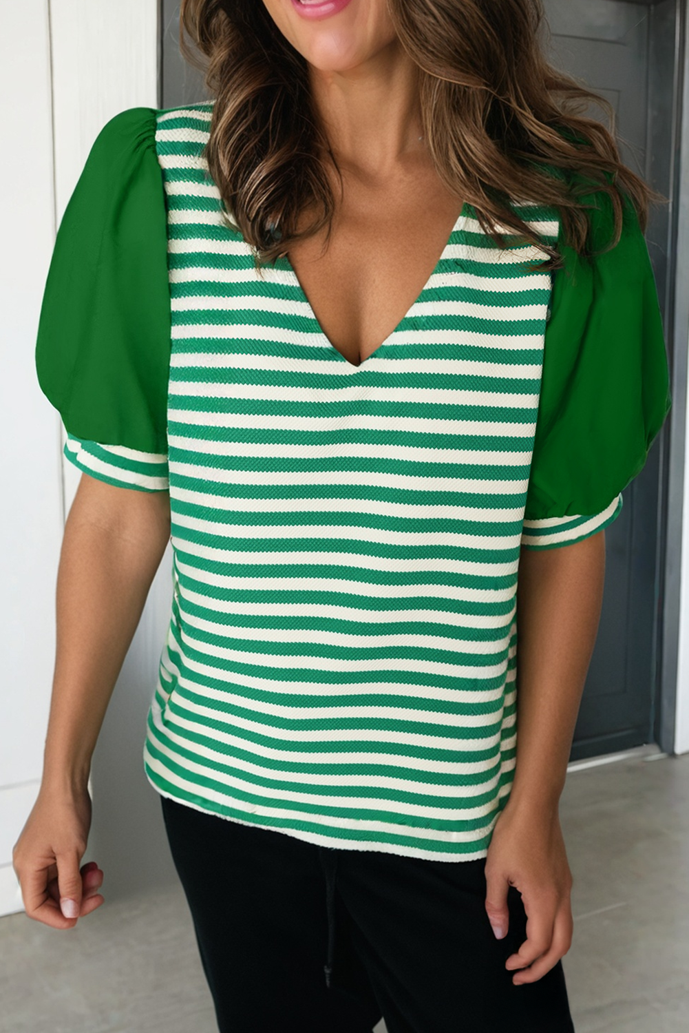 Candace Stripe Puff Sleeve Blouse