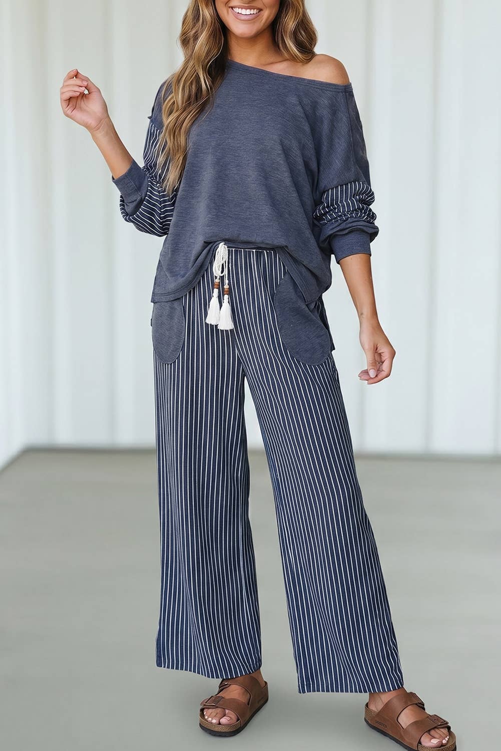 Striped Patchwork Pocket Lounge Set