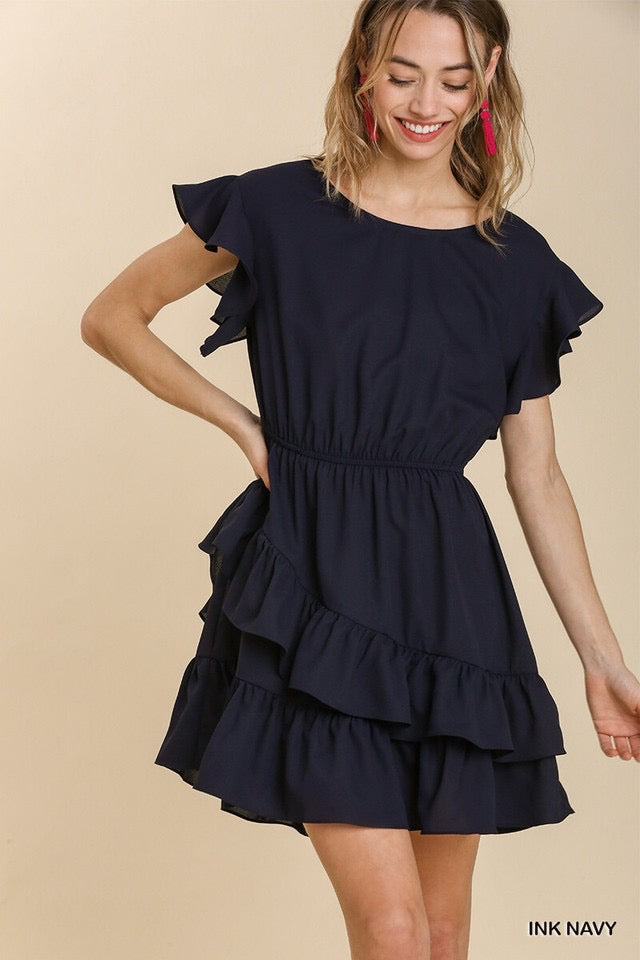 Anna Tiered Black Dress