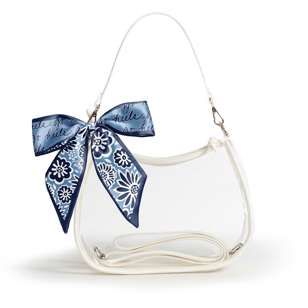NC Tar Heels Sara Clear Purse with Skinny Scarf