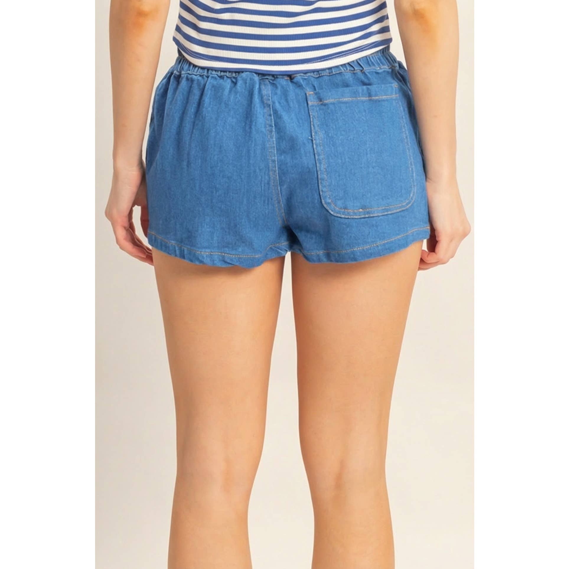 Raven Drawstring Waist Denim Skort