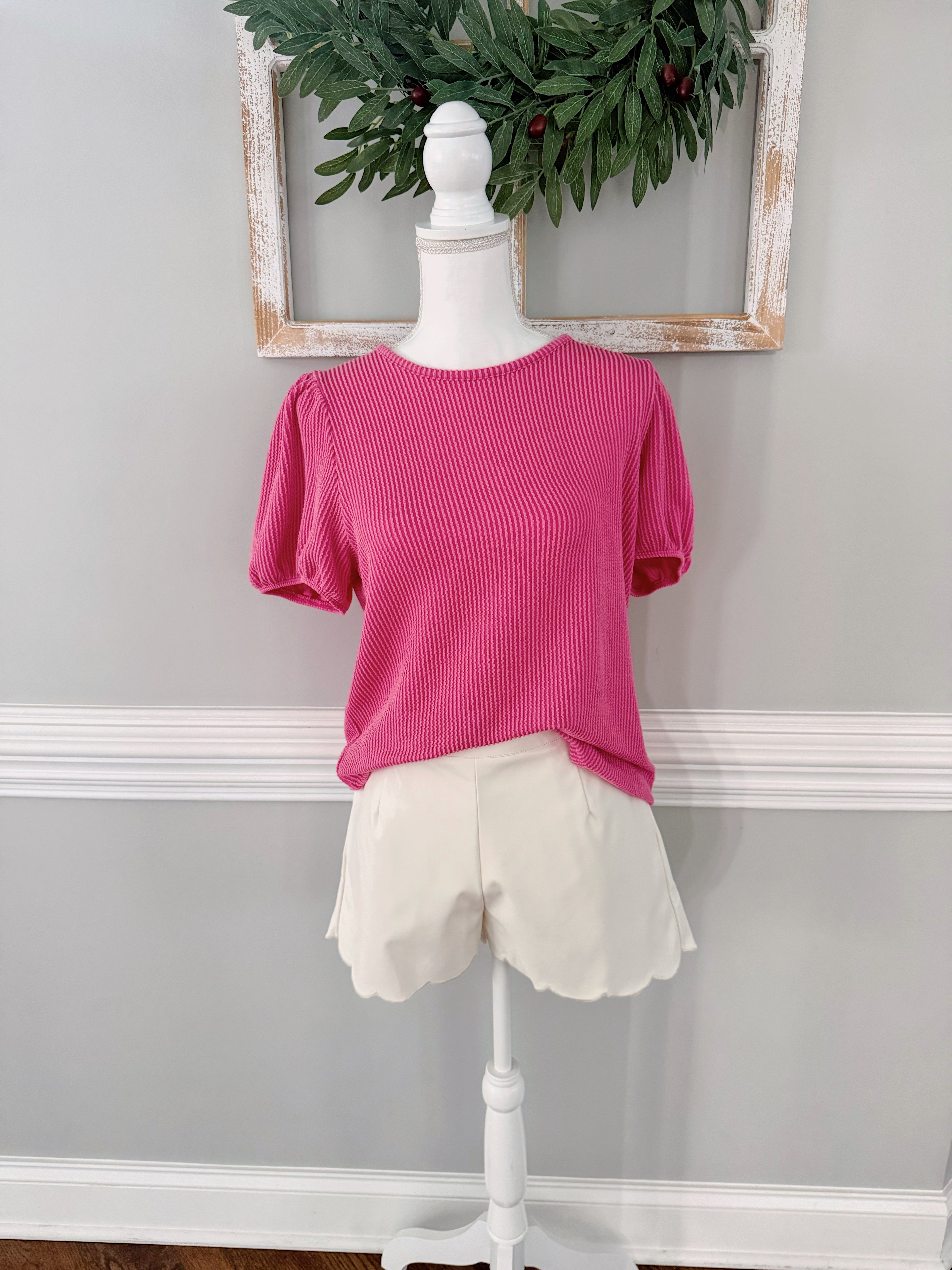 MISSY RIBBED PUFF TOP