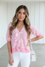 Callie Stripe Knit Bow Sweater