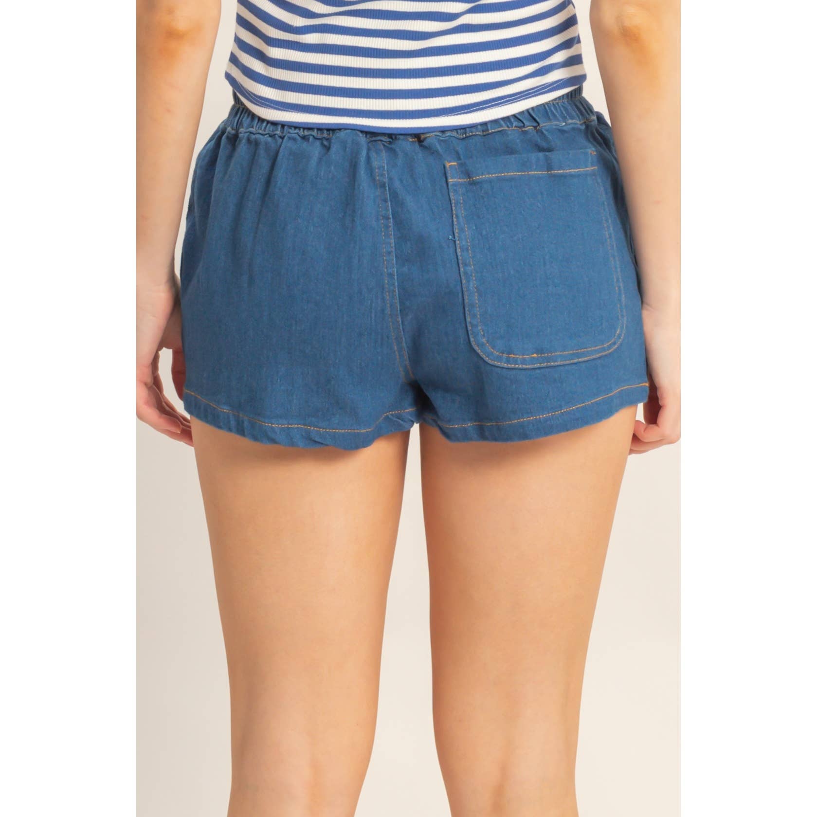 Raven Drawstring Waist Denim Skort