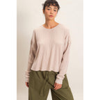 Mineral Wash Waffle Open Back Top