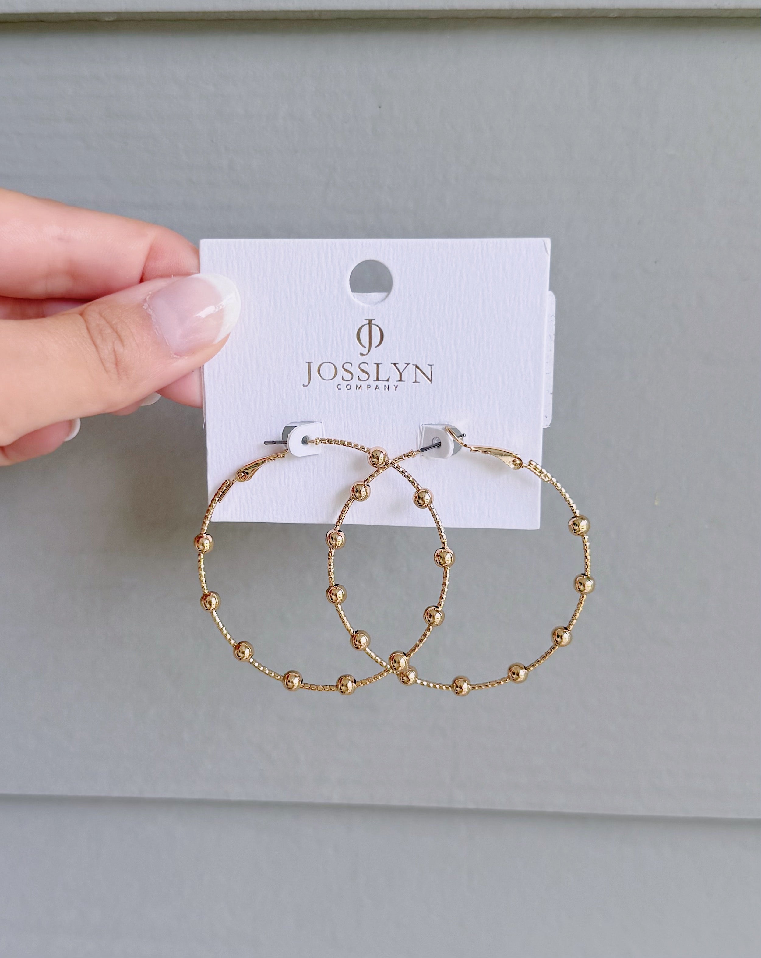 Gold Ball Beaded Hoop Earrings