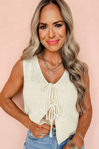 Cleo Beige Tie Front Sweater