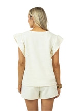 Cream Jacquard Short Set