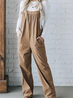 Pocketed Corduroy Overalls