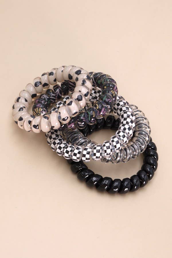 BLACK FLOWER HAIR TIES