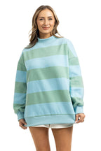 Aqua and Green Striped Mockneck