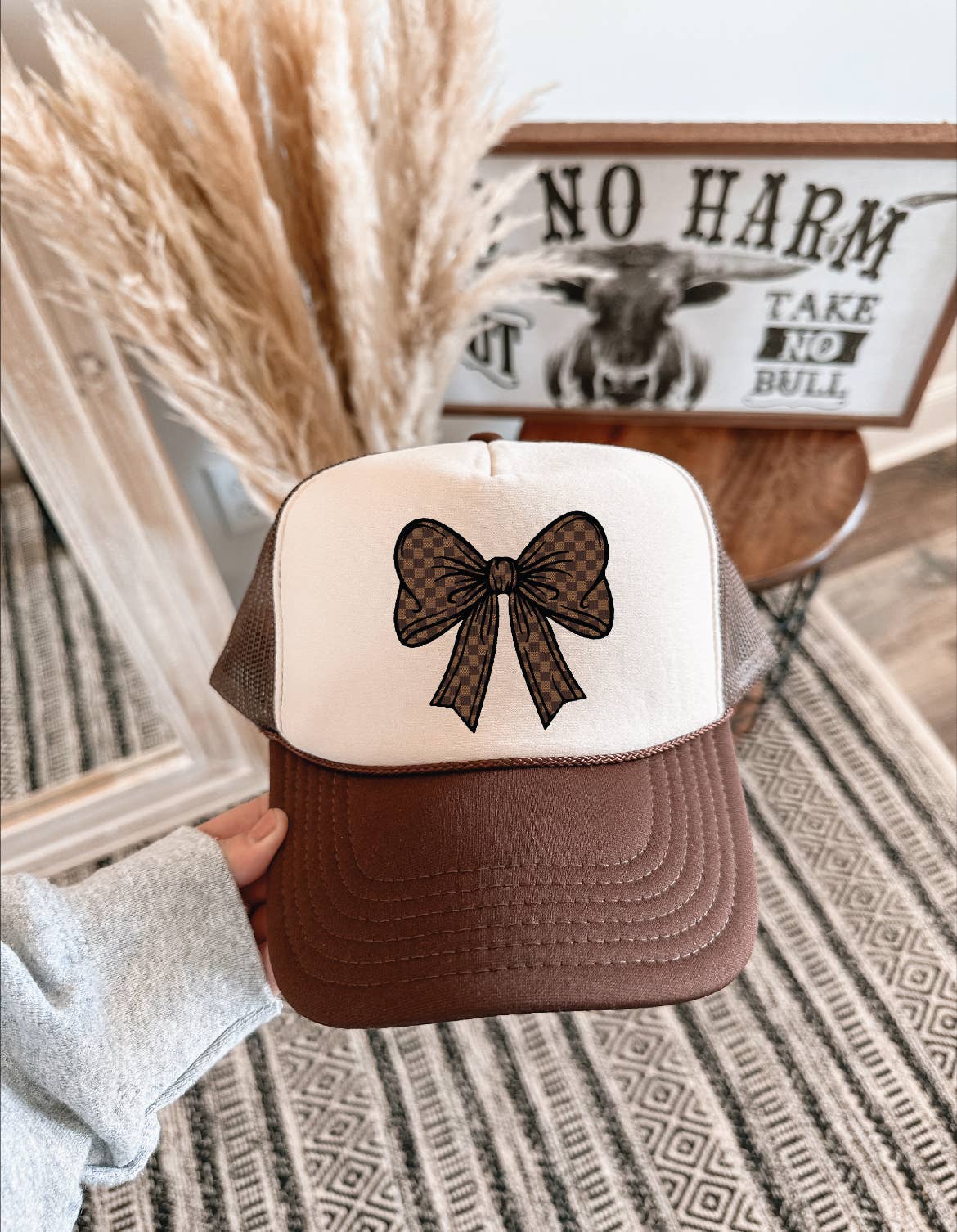 Checkered Bow Trucker Hat