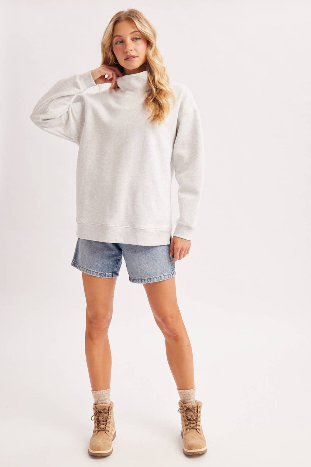 ANNA MOCK NECK PULLOVER