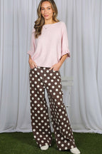 Polka Dot Straight Leg Denim Pants