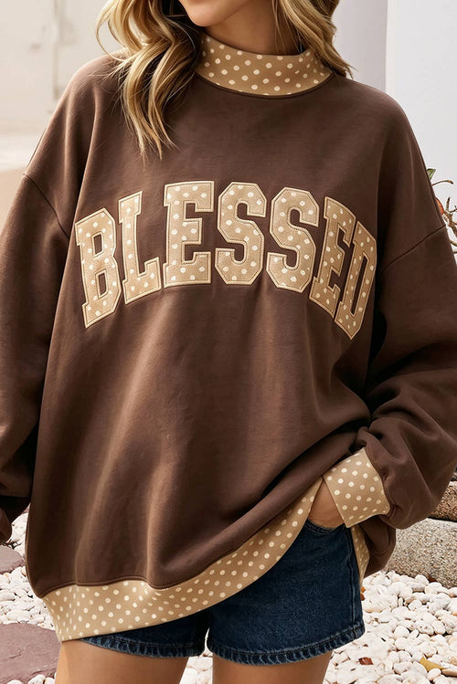 Blessed Polka Dot Mock Neck Sweatshirt
