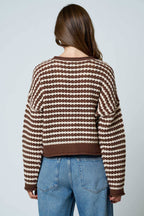 CROCHET KNIT BUTTON CARDIGAN