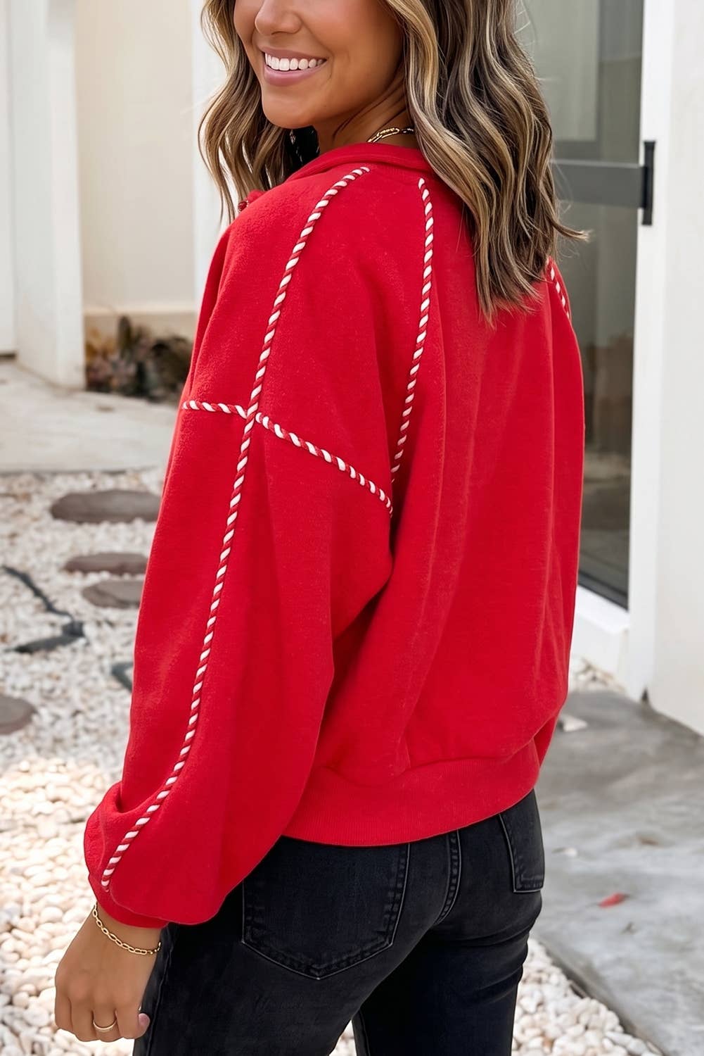 Sally Stitching Pullover Sweatshirt