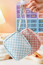 CHECKER GINGHAM MAKEUP COSMETIC BAG