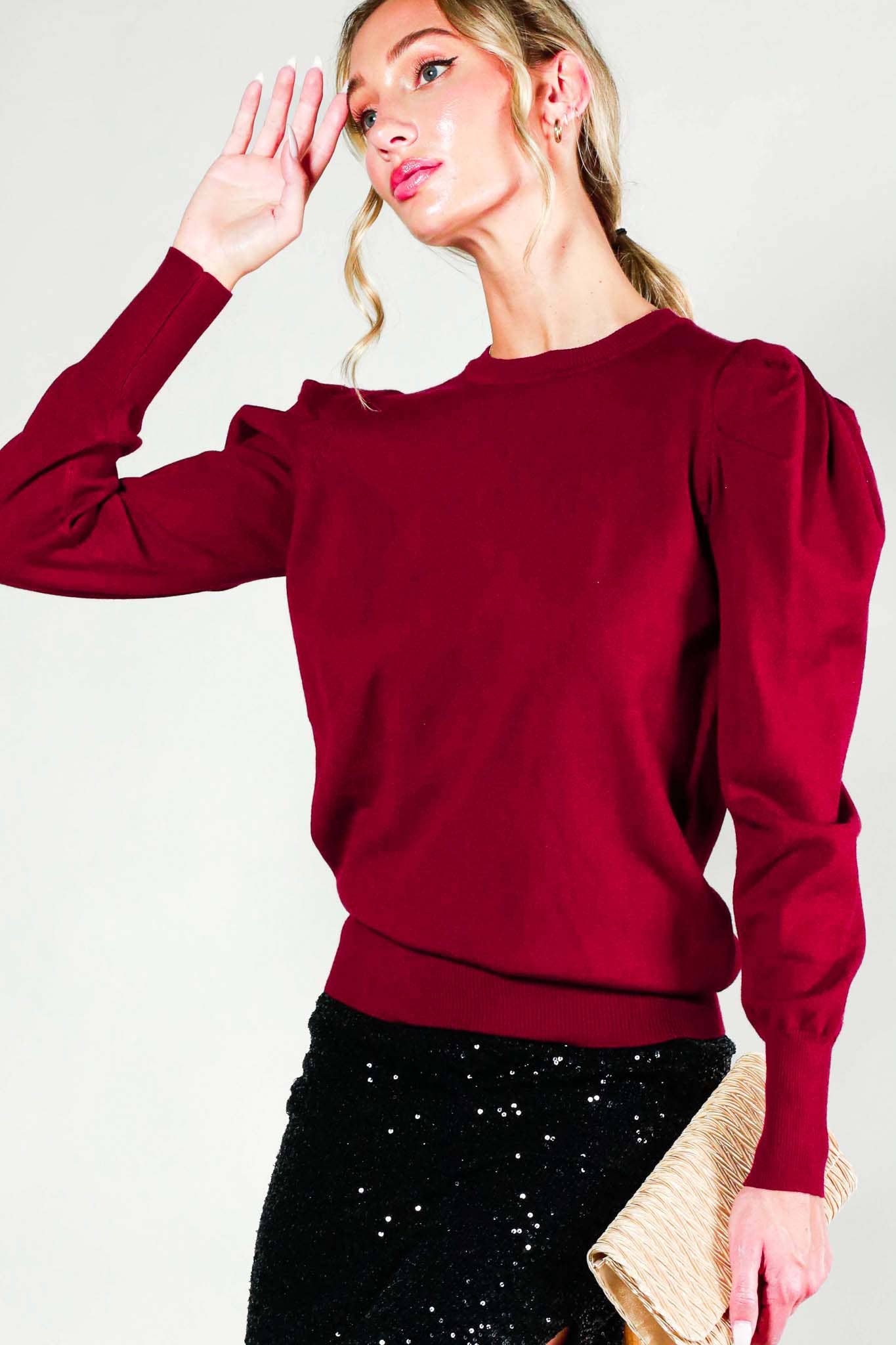 Ivy Puff Sleeve Sweater Top