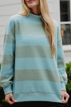 Aqua and Green Striped Mockneck