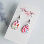 Floral Teardrop Leather Earrings