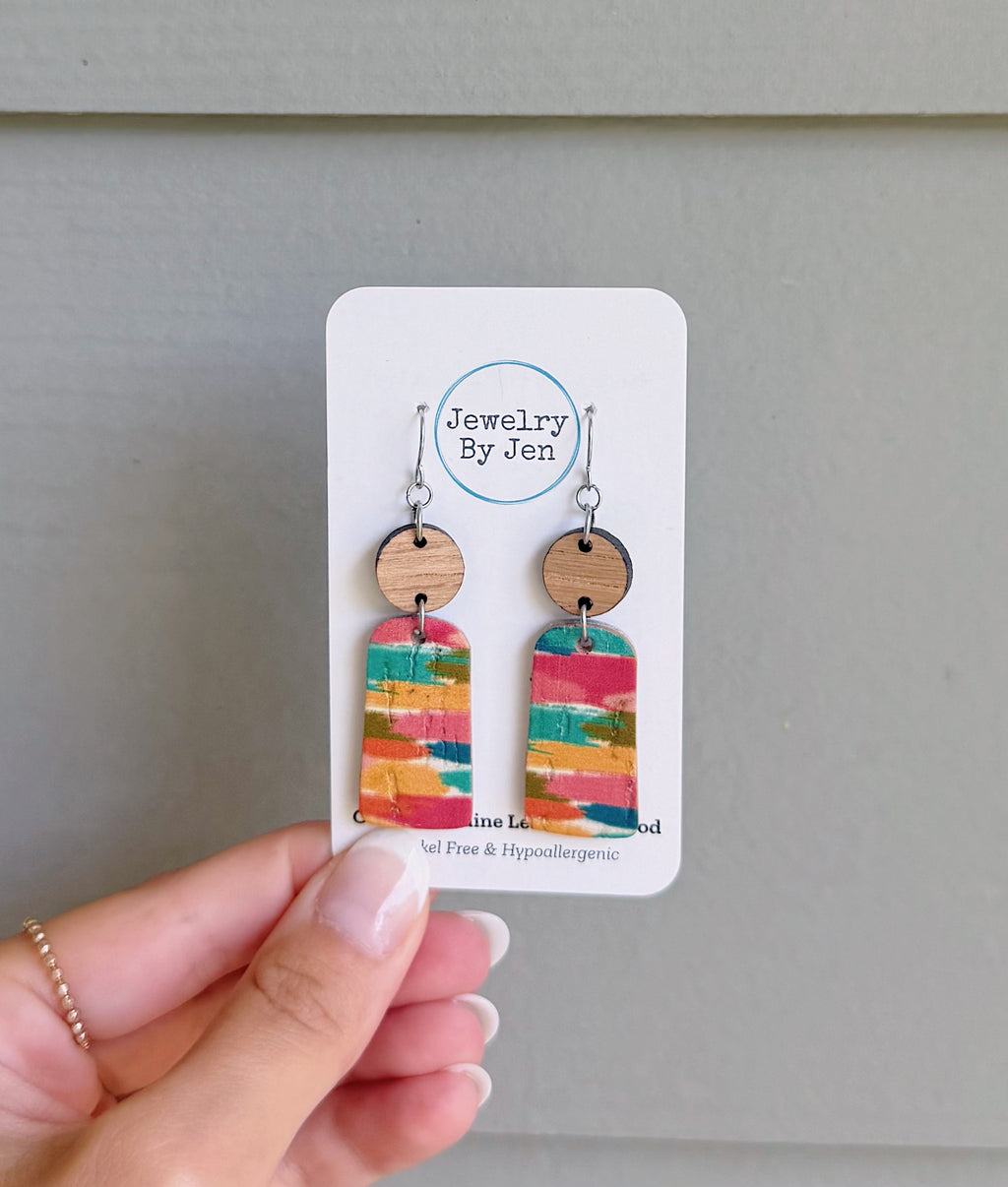 Brushstrokes & Wood Earrings