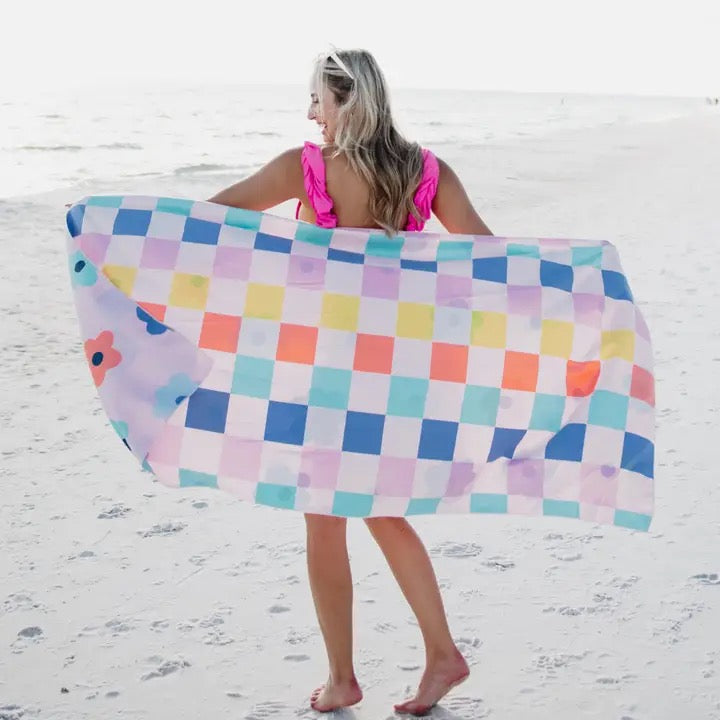 Flower/Checkered Quick Dry Towel