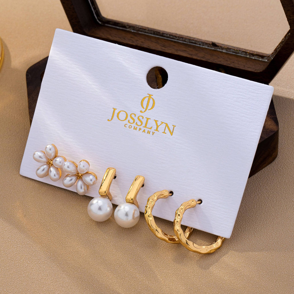 Pearl & Floral Earring Set