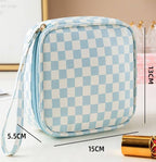 CHECKER GINGHAM MAKEUP COSMETIC BAG