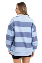 Mayla Navy Striped  Mockneck