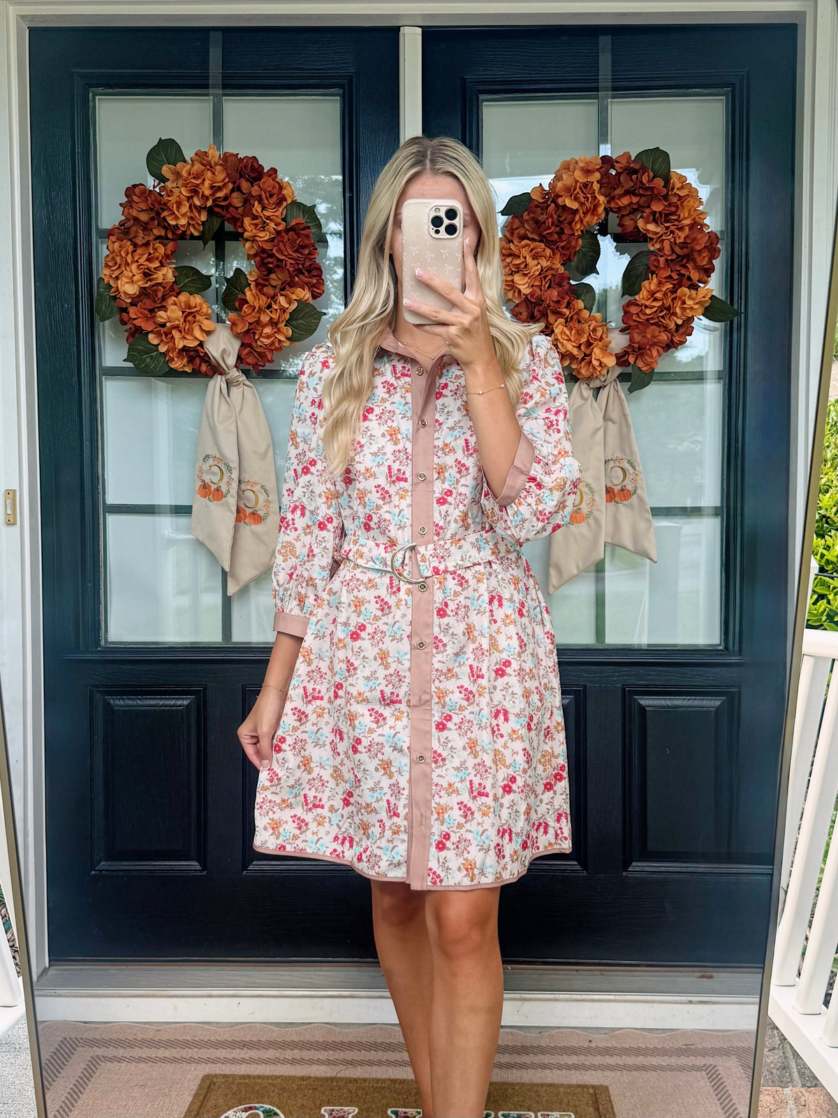 Ayelet Floral Buckle Belt Mini Dress