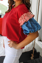 Fiery Red Stars Stripes Top